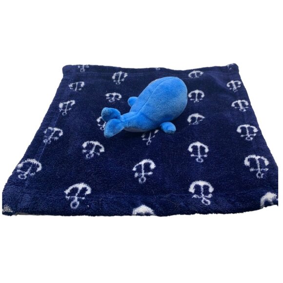 Blue Whale Anchor Lovey Baby Blanket Plush Stuffed Security Support Pet Toy - Picture 6 of 8